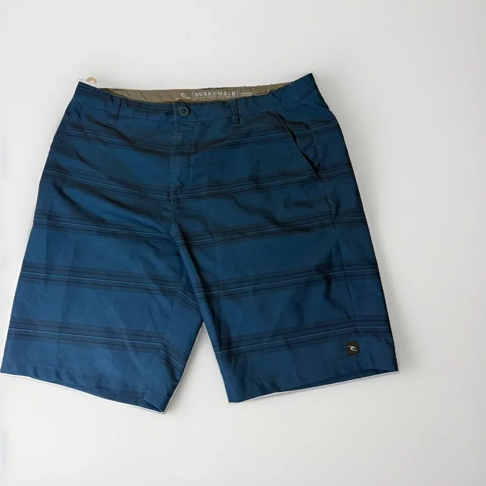 Rip Curl Boardwalk Hybrid Shorts Blue Striped Surf Swim Men’s Size 38